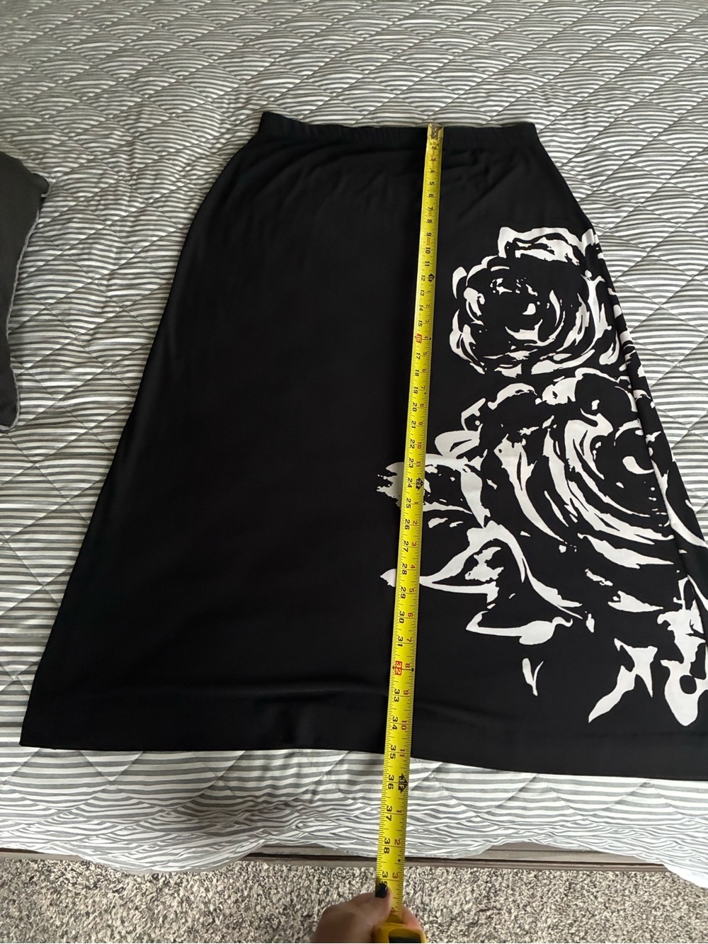 Chico's Black Maxi Skirt with White Floral Side Print